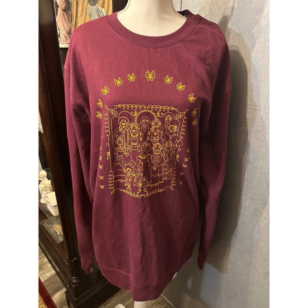 Disney Encanto CAMP Burgundy Graphic Sweatshirt XL Butterfly Print